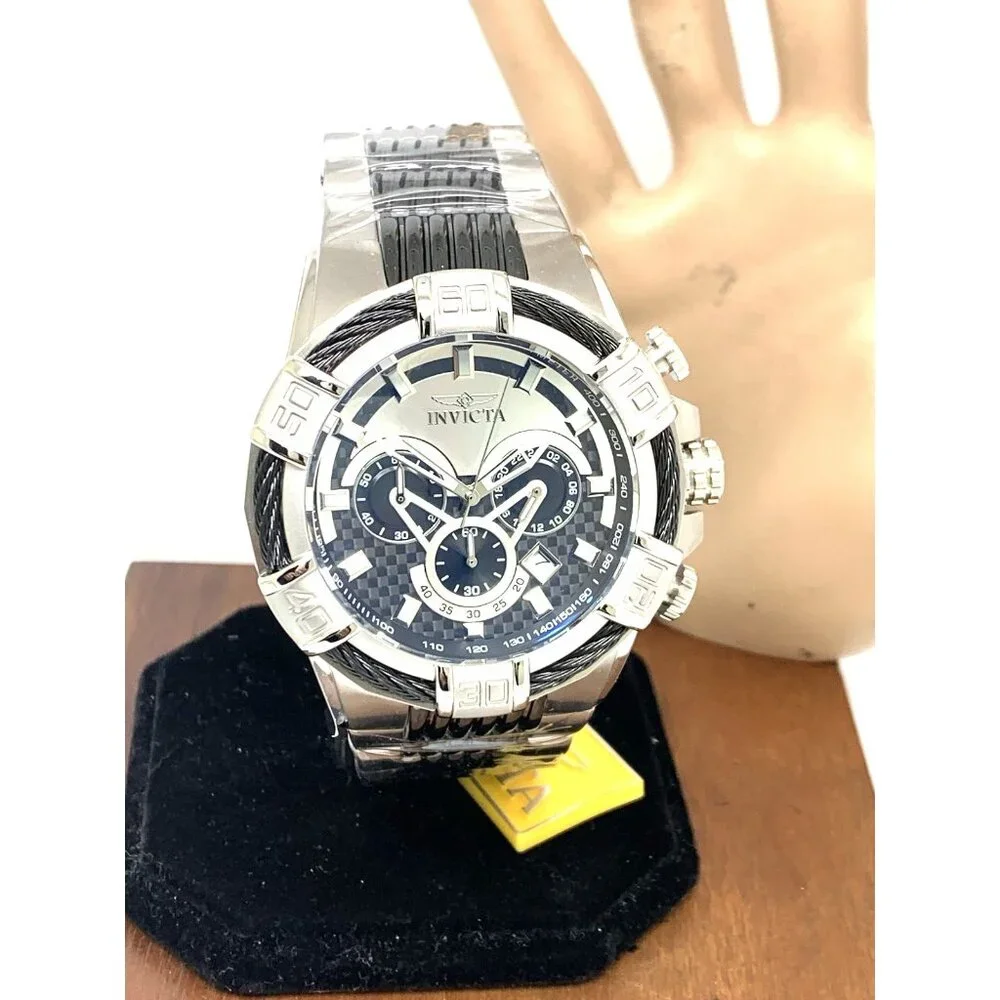 Invicta Men's Watch 29569 Bolt Quartz Chronograph Silver Black Stainless Steel